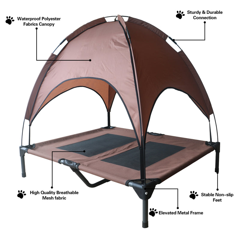 PEI JIA SUO Elevated Dog Bed with Removable Canopy